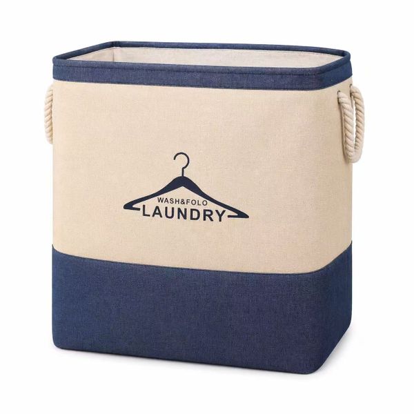 Wash &amp; Fold Large Denim Fabric Laundry Basket Laundry Bag Foldable Bag