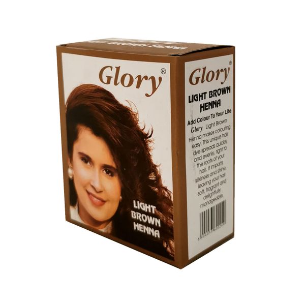 Glory Henna Natural Hair Dye - Ammonia Free - Light Brown - 1 Box