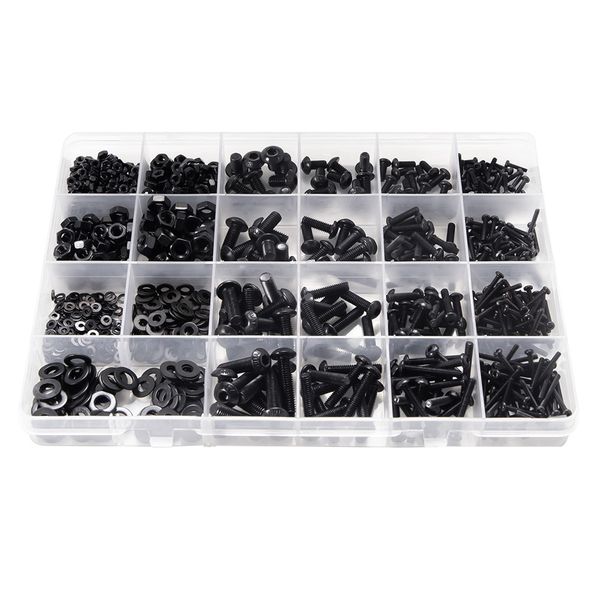 Tool DIY Carbon Steel Flat Head Hex Socket Screws Assorted Set 0f 1060
