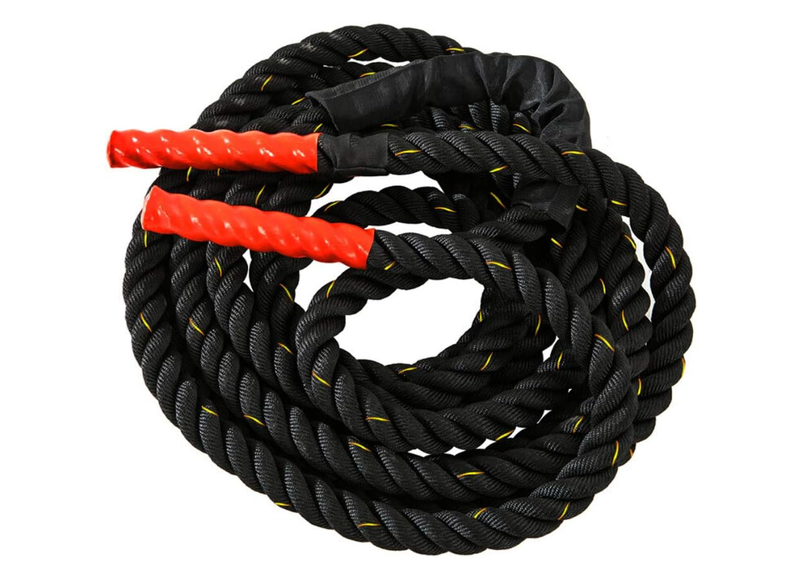 Heavy Duty Battle Rope for Fitness Training - Black with Yellow Accents
