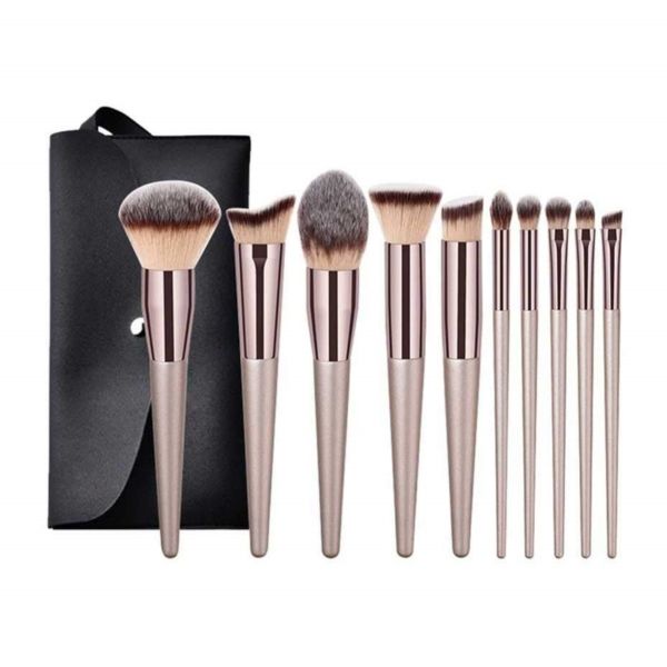 10 Makeup Brush Set with Makeup Bag, Premium Synthetic Makeup Brushes