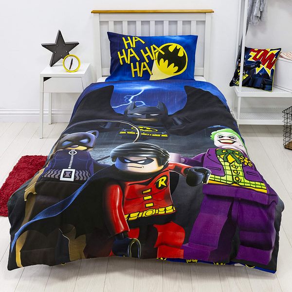 Kids Single Bed Sheet With Pillow Cover - Lego Batman