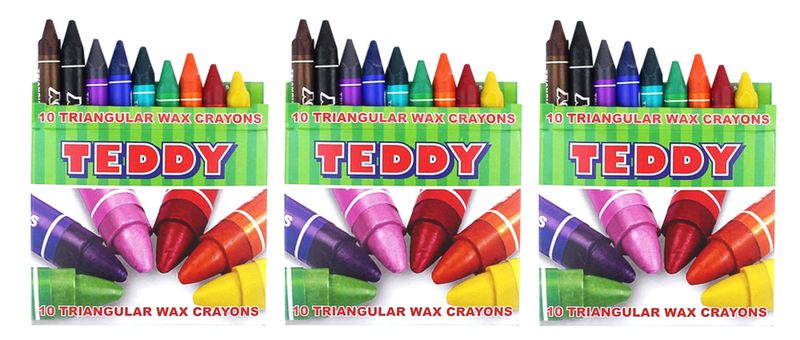 Teddy Triangular T10 Wax Crayons X 3 Packs