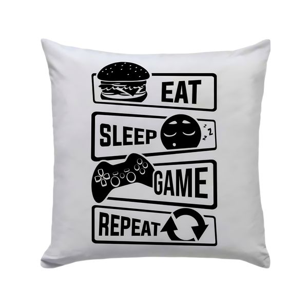 Eat Sleep Game Repeat Pillow/ Cushion (30cm x 30cm)