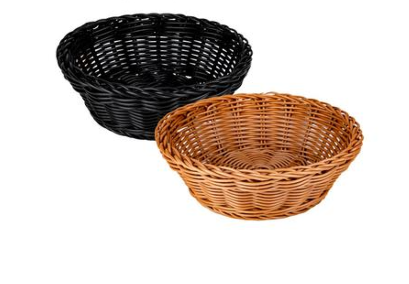 Woven Plastic Basket Round 18x6cm - Set of 2