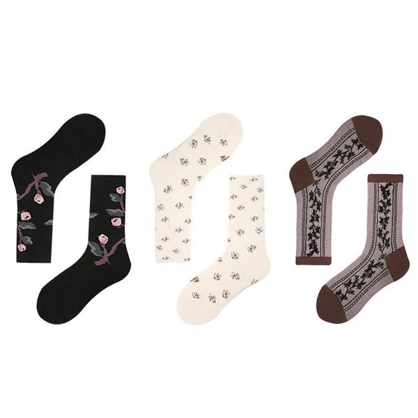 Renaissance-Inspired Vintage Cotton Socks - Thorn Hedge 3 Pairs Set
