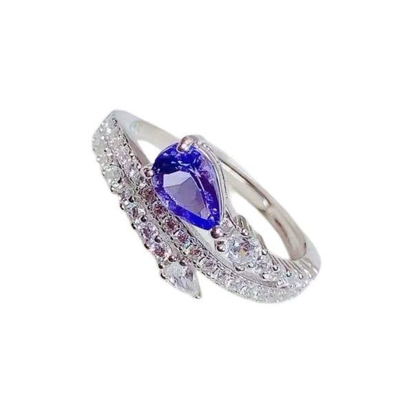 Tanzanite Sterling Silver Design Women's Teardrop Ring