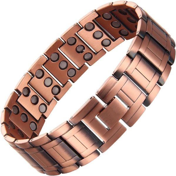 Copper Bracelet for Men, 3-Row Magnet Design, Ultra Strength Magnetic