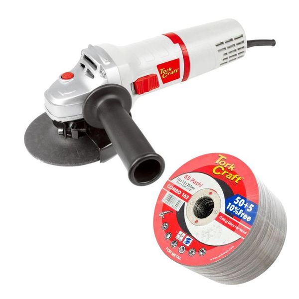 Tork Craft - Angle Grinder 115mm &amp; 50+5 Cutting Disc Metal (115x1.0x22.2mm)
