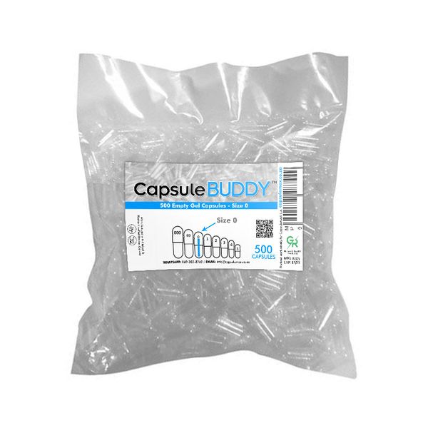 CapsuleBUDDY - x500 Size 0 Empty Gel Capsules (Clear)