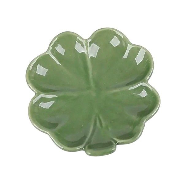 Charming Four Leaf Clover Ceramic Jewellry Tray - Green