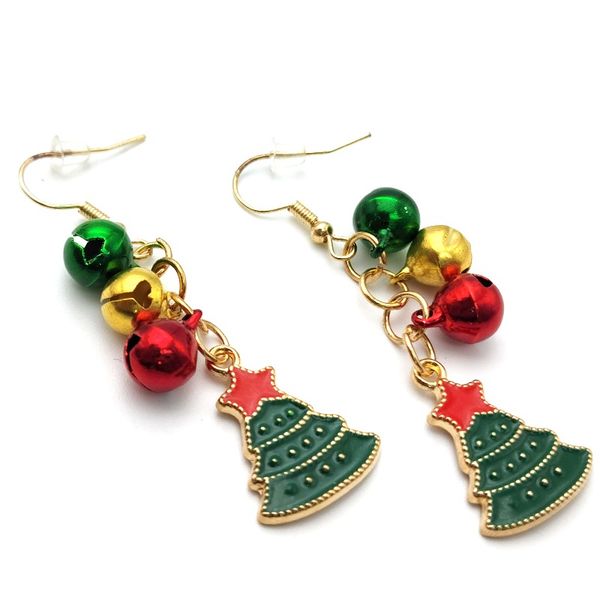 purpleX Christmas Tree Earrings With Jingle Bells-Festive Jewellery-1 pair