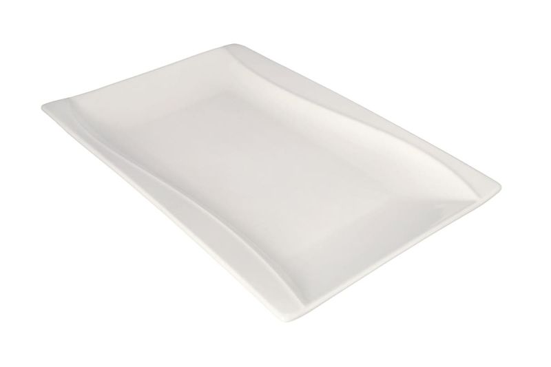 White Ceramic Rectangular Dinner Plate
