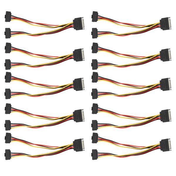 10 Pieces SATA Power Adapters, 15Pin 1M-2F, Right Angle
