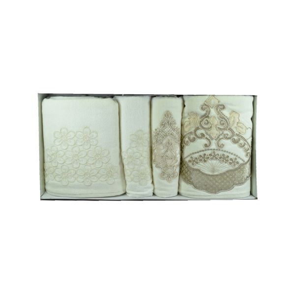 Luxurious Textured Motif Design Soft &amp; Absorbent Hand &amp; Bath Towel Set 6