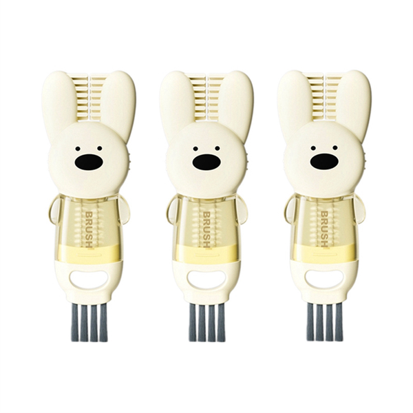 3pcs 3-In-1 Lid Brush Multi-Functional Cleaning Brush Bottle Nipple Rim Flu