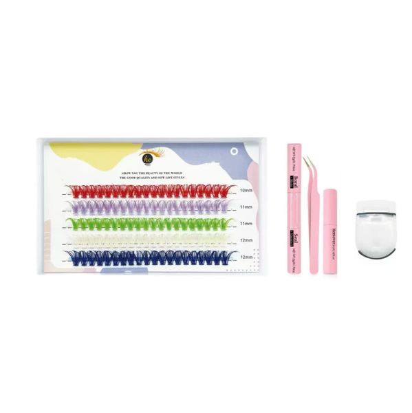 100pcs Volumizing DIY Eyelash Extension Colored Eyelash Cluster Set