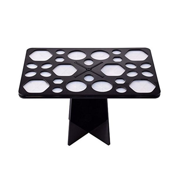 Easy Assembly Makeup Brush Storage &amp; Drying Rack With 26 Holes - White