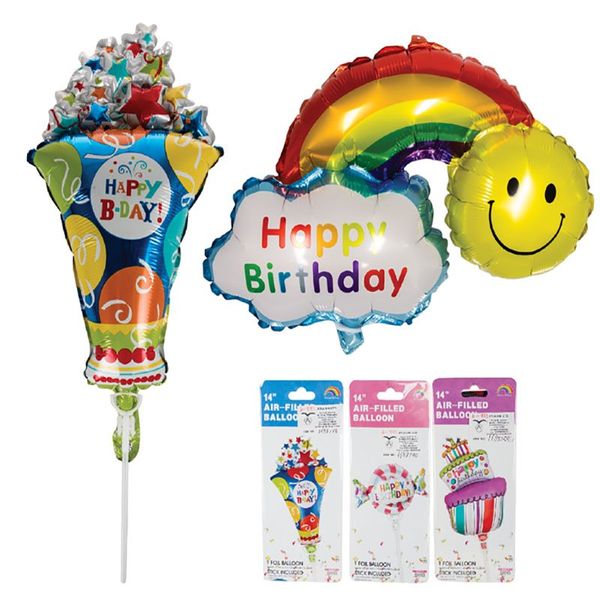 Bulk Pack x 4 Balloon Air Foil Birthday Stick 35cm