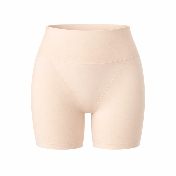 High-Waist Seamless Fitness Shorts - Beige