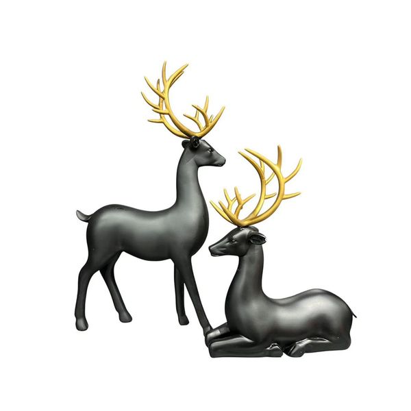 Home Decor Resin Crafts Christmas Reindeer Couple Statues