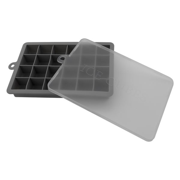 Bar Butler Grey Silicone Ice Cube (24) Tray with lid, (195x125x25mm)