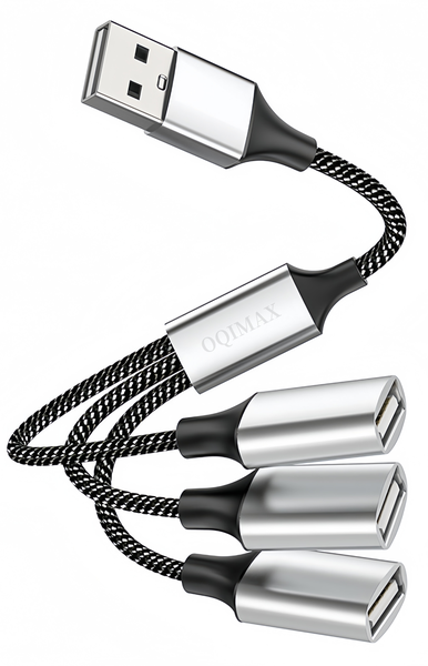 OQIMAX USB Splitter Y Cable,USB 1 Male to 3 Female Extension Cord Connector