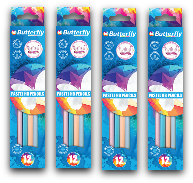 Butterfly Hb Pencil (With Eraser) Wood-Free (Box Of 12) X4