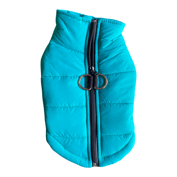 Dog Jacket Teal Blue Water Resistant - Medium