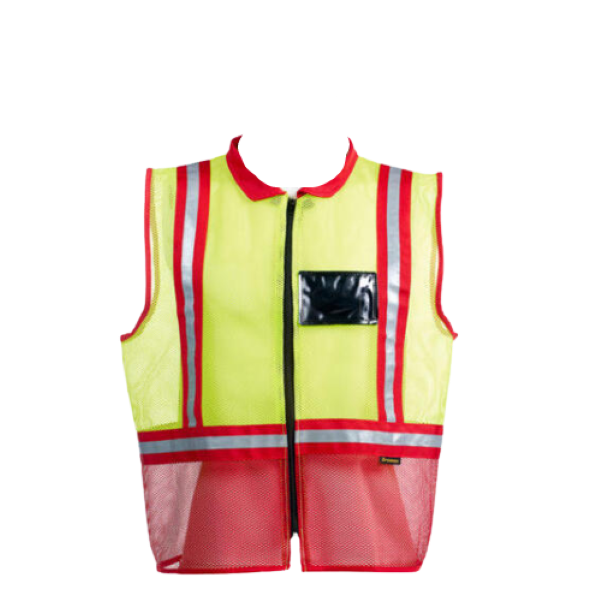 Two Tone Mesh Reflective Vest - Red/Yellow