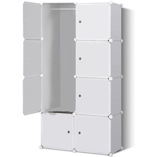 Modern Design Portable 8 Cube Wardrobe - White