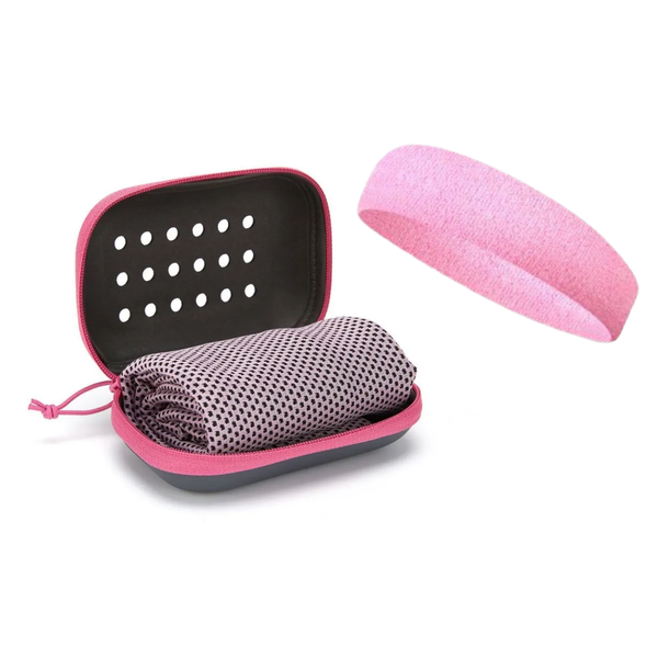 Quick-drying Towel and Sports Headband, Pink 2 Piece
