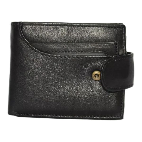 Men's Genuine Leather Bifold Wallet for 12 Cards - Black