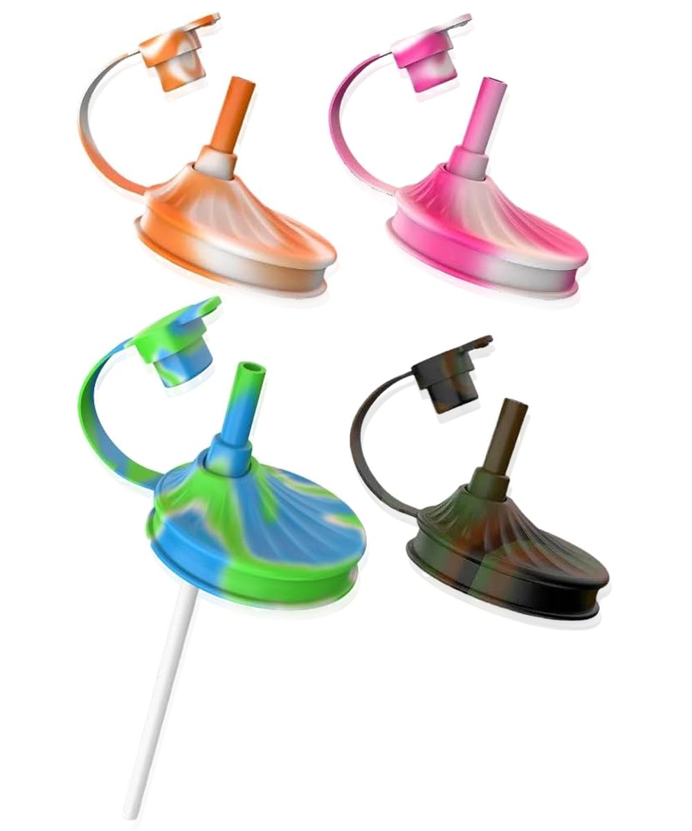 4 Pack Soda Can Lids with Straw Silicone Reusable Pop Can Covers for Coke