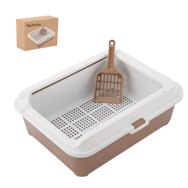Topika - Sifting Cat Litter Box with Scoop, Semi-Enclosed, Easy Clean