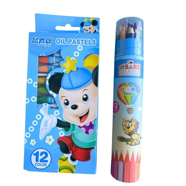 12 Set Oil Colour Pastel and 12 Colour Pencil Combo Set For Creative Kids!