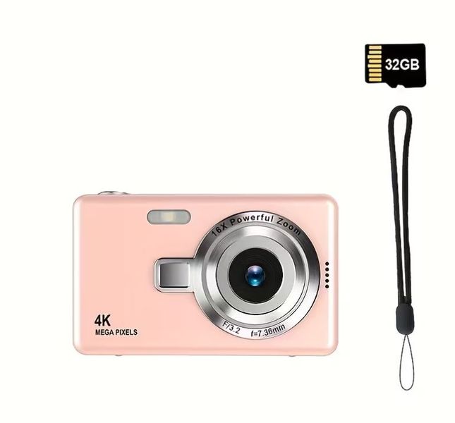Portable 4K Compact Digital Camera 50MP 16X Zoom with 32GB Memory Card