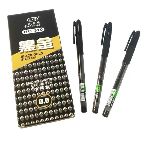 HO-310 Black Gold Series Smooth Writing Gel Pen, 0.5mm 12pcs