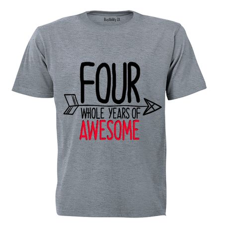 FOUR Whole Years of Awesome! - Kids T-Shirt - Grey