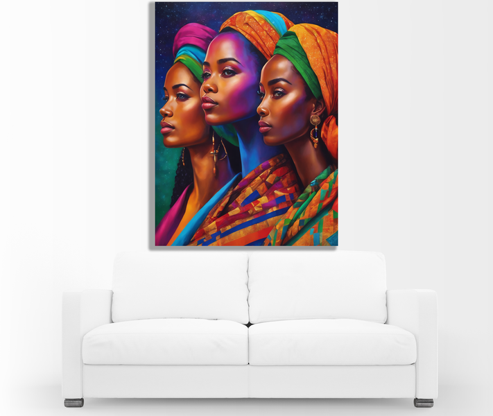 0180 Colorful Duke African Sisters Canvas Wall Art