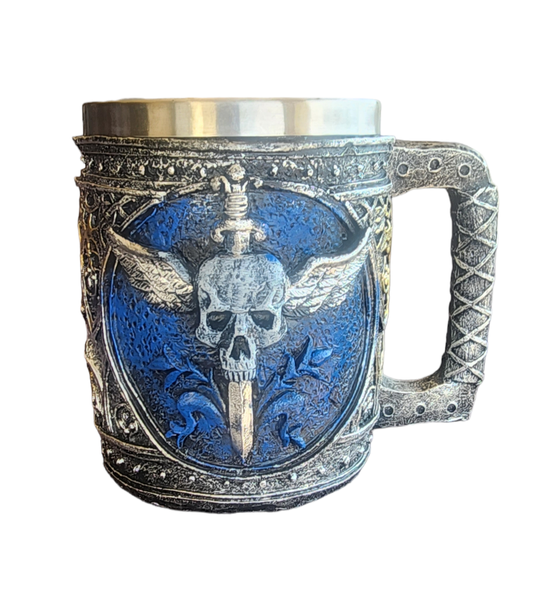 Large Stainless steel 3D Skull with Sword Mug