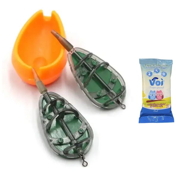 Carp Method Feeder Set 50g &amp; 60g With Fishing Wipes