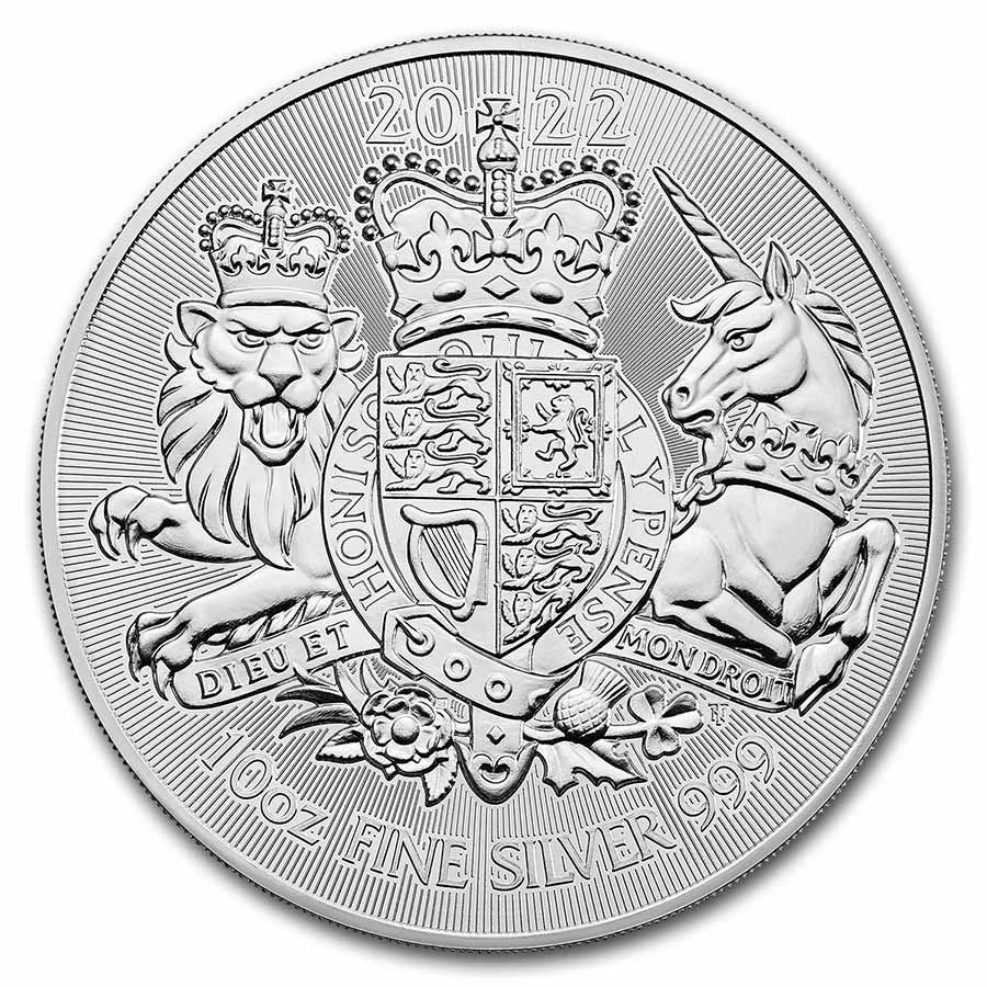 The Royal Arms 2022 10oz 999 Fine Silver Bullion Coin with Capsule
