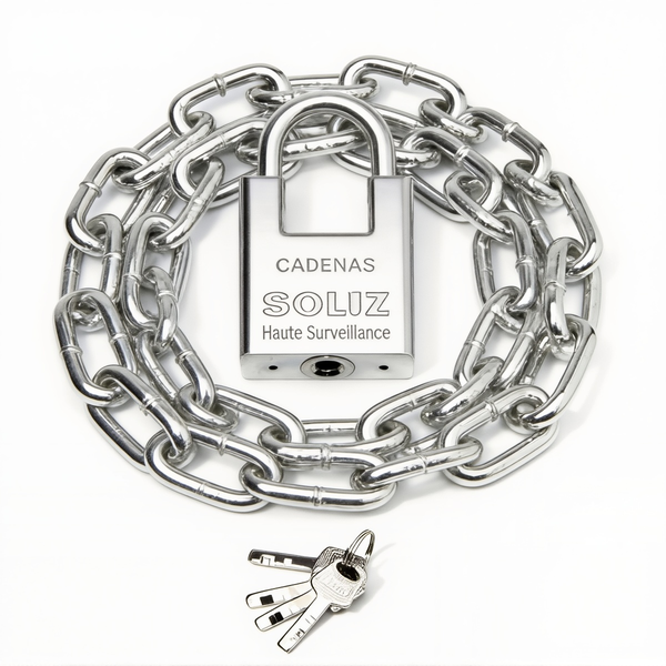High Security Padlock with Chain - 80cm Heavy Duty Armoured Steel Lock