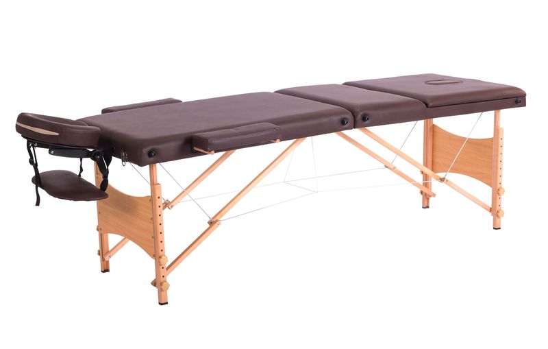 3 Section Wooden Premuim Massage Table Bed - Coffee