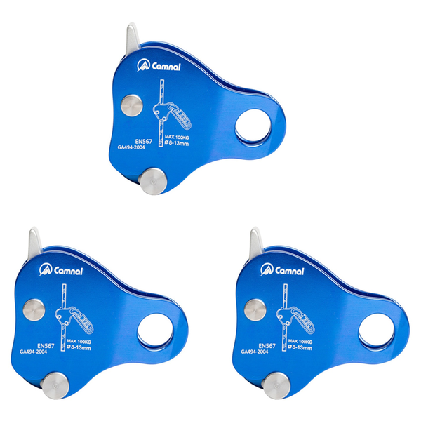 Camnal 3X Safety Climbing Protective Ascender 220Lb Rope Grip Blue