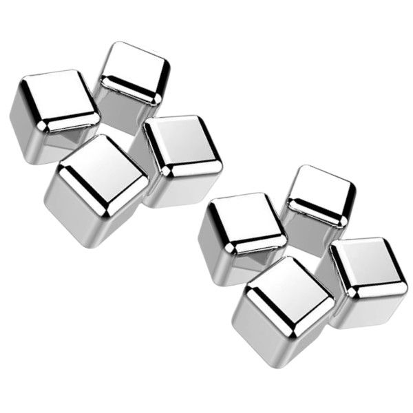 8pcs - Stainless Steel Reusable Ice Cubes - Silver