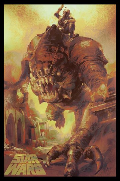 Star Wars - Rancor Ride Poster with Black Frame