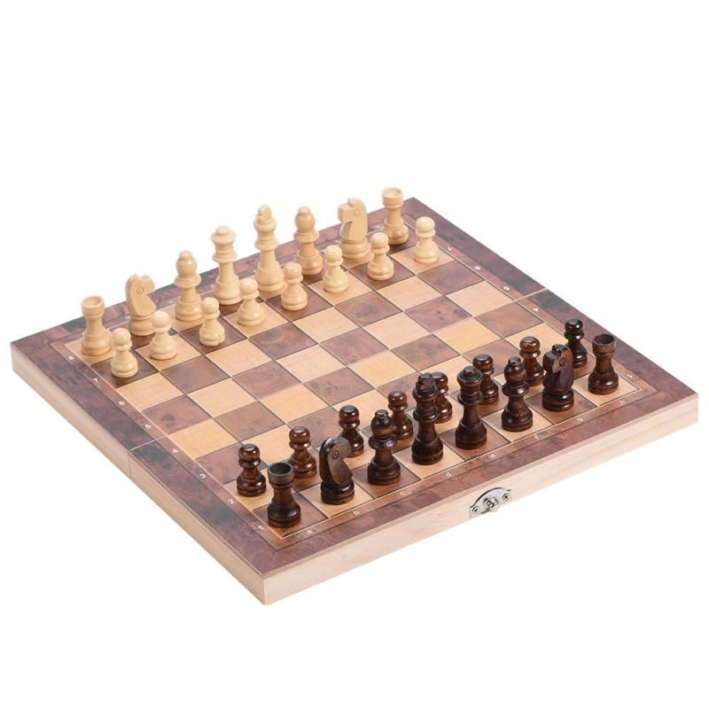 3 In1 Wooden Chessboard Folding Board Chess Game International Chess ...