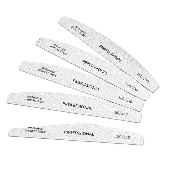 5-Piece 180/240 Grit Washable &amp; Disinfectable Nail File Set - Grey